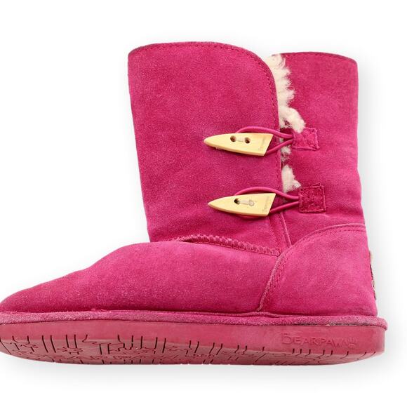 Bearpaw Pink Shearling Leather Womens Winter Boots 7 - Picture 3 of 13